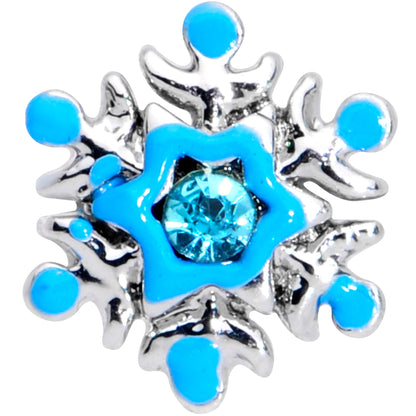 16 Gauge 5/16 Aqua Gem Winter Snowflake Christmas Labret Monroe Tragus