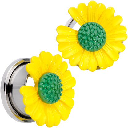 Yellow Daisy Flower Screw Fit Plug Set