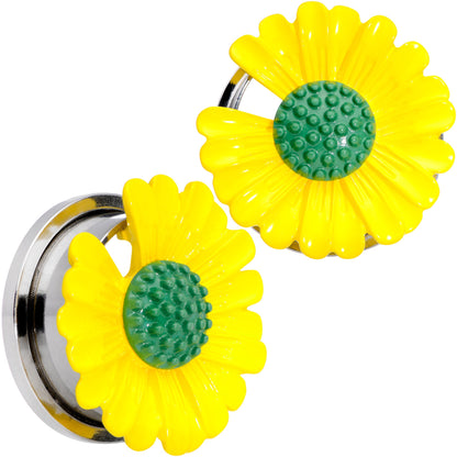 Yellow Daisy Flower Screw Fit Plug Set