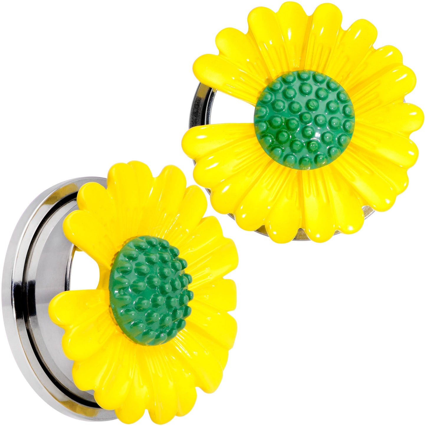 Yellow Daisy Flower Screw Fit Plug Set