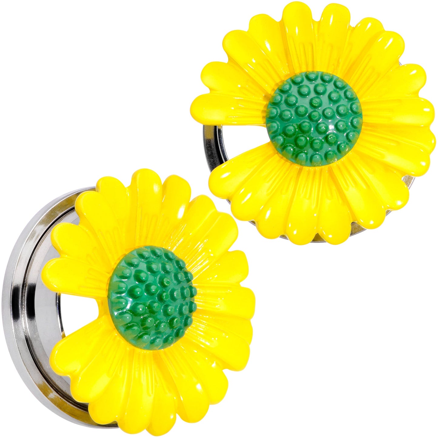 Yellow Daisy Flower Screw Fit Plug Set