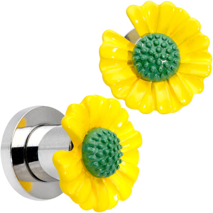 Yellow Daisy Flower Screw Fit Plug Set