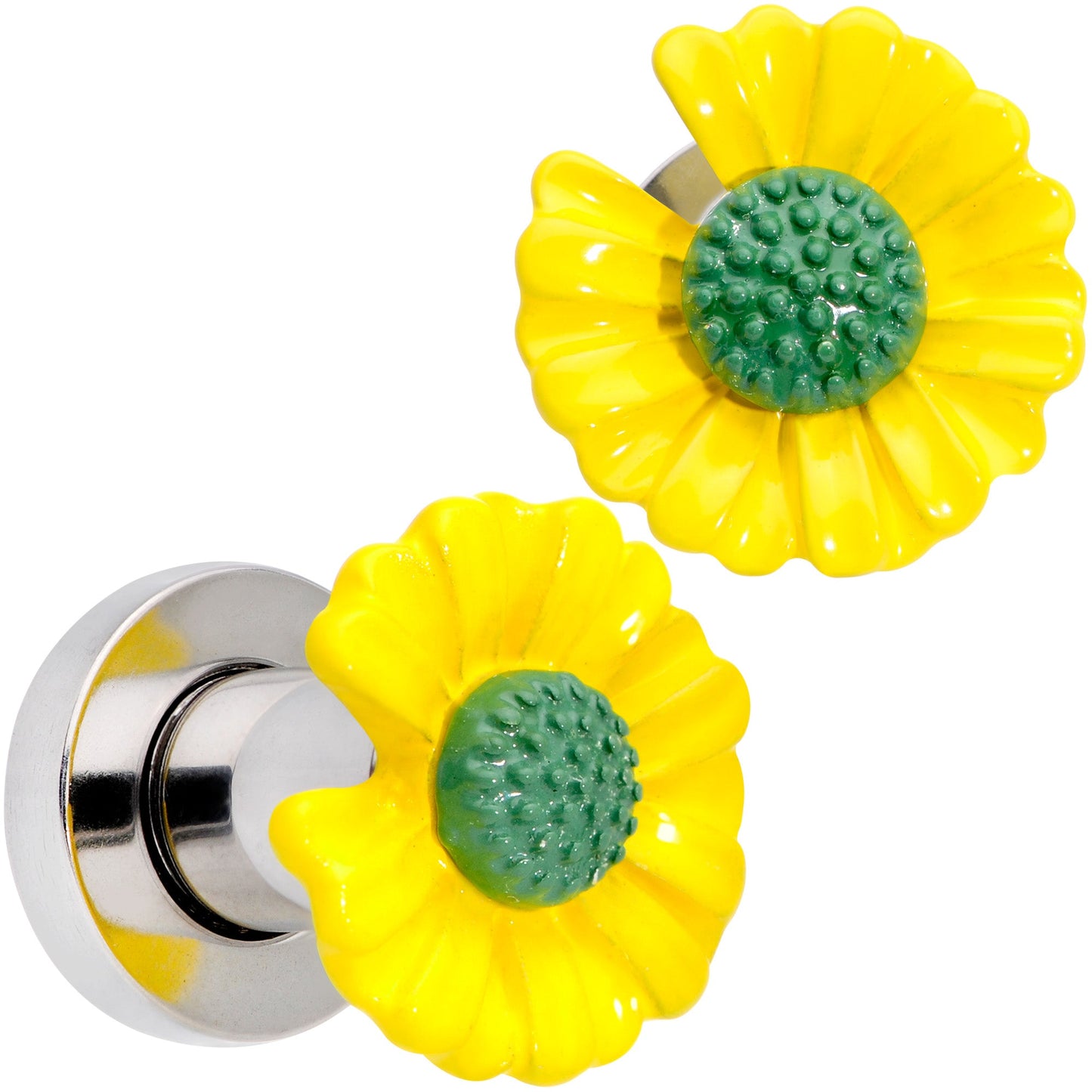 Yellow Daisy Flower Screw Fit Plug Set