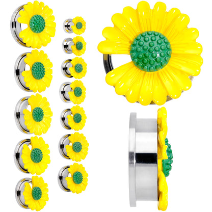 Yellow Daisy Flower Screw Fit Plug Set