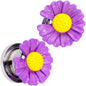 Purple Daisy Flower Screw Fit Plug Set