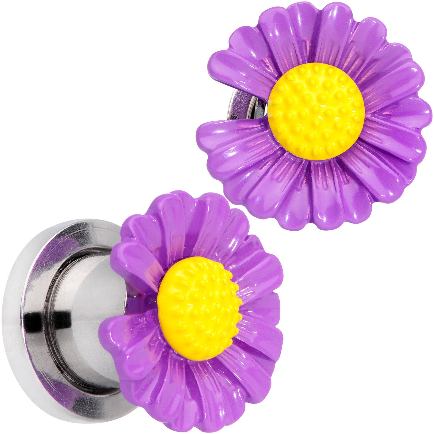 Purple Daisy Flower Screw Fit Plug Set