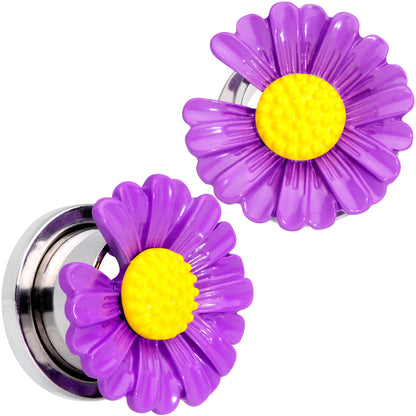 Purple Daisy Flower Screw Fit Plug Set