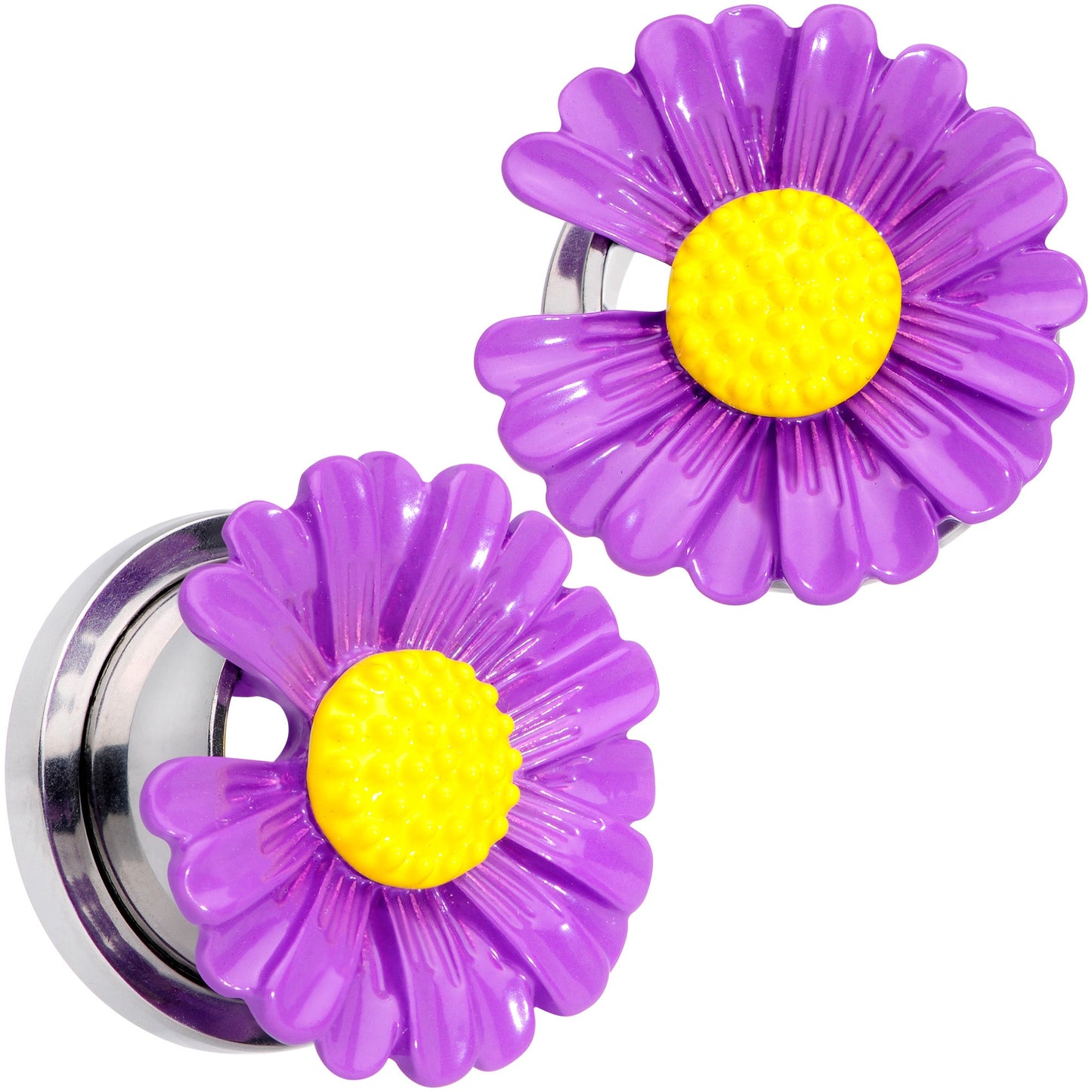 Purple Daisy Flower Screw Fit Plug Set