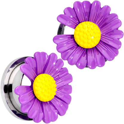 Purple Daisy Flower Screw Fit Plug Set