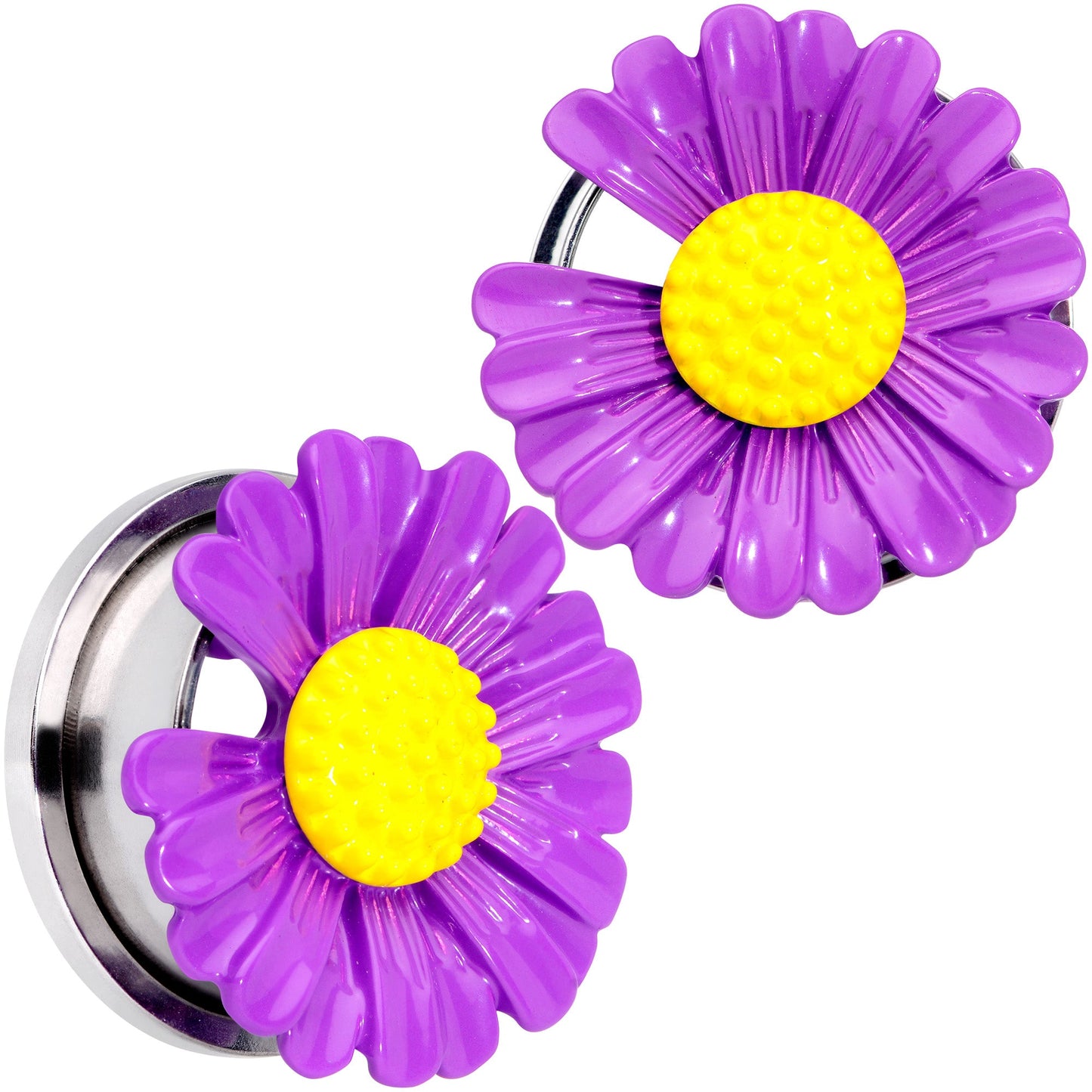 Purple Daisy Flower Screw Fit Plug Set