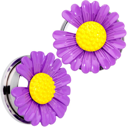 Purple Daisy Flower Screw Fit Plug Set