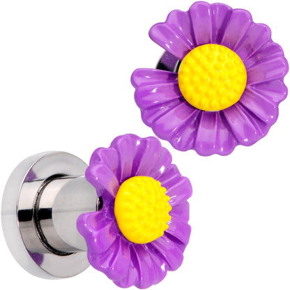 Purple Daisy Flower Screw Fit Plug Set