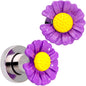 Purple Daisy Flower Screw Fit Plug Set