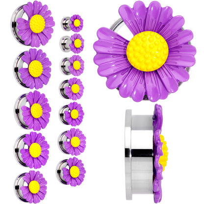 Purple Daisy Flower Screw Fit Plug Set