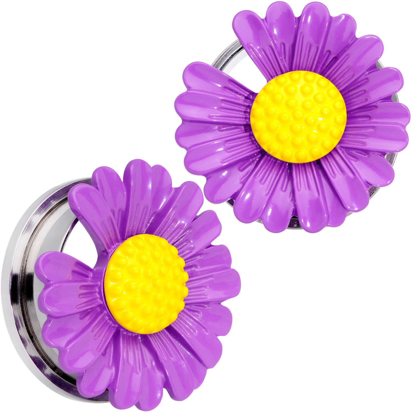 Purple Daisy Flower Screw Fit Plug Set