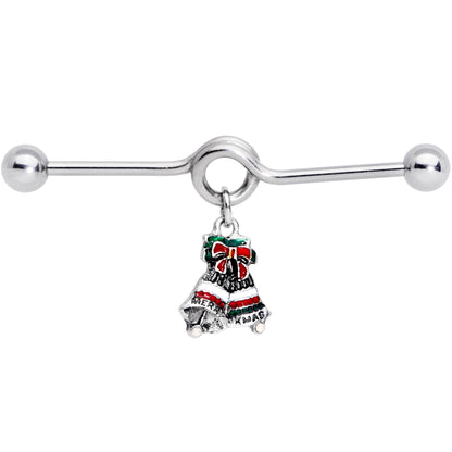 14 Gauge Red White Green Bell Christmas Dangle Project Barbell 38mm