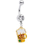 Clear Gem Beer Mug St Patricks Day Dangle Belly Ring