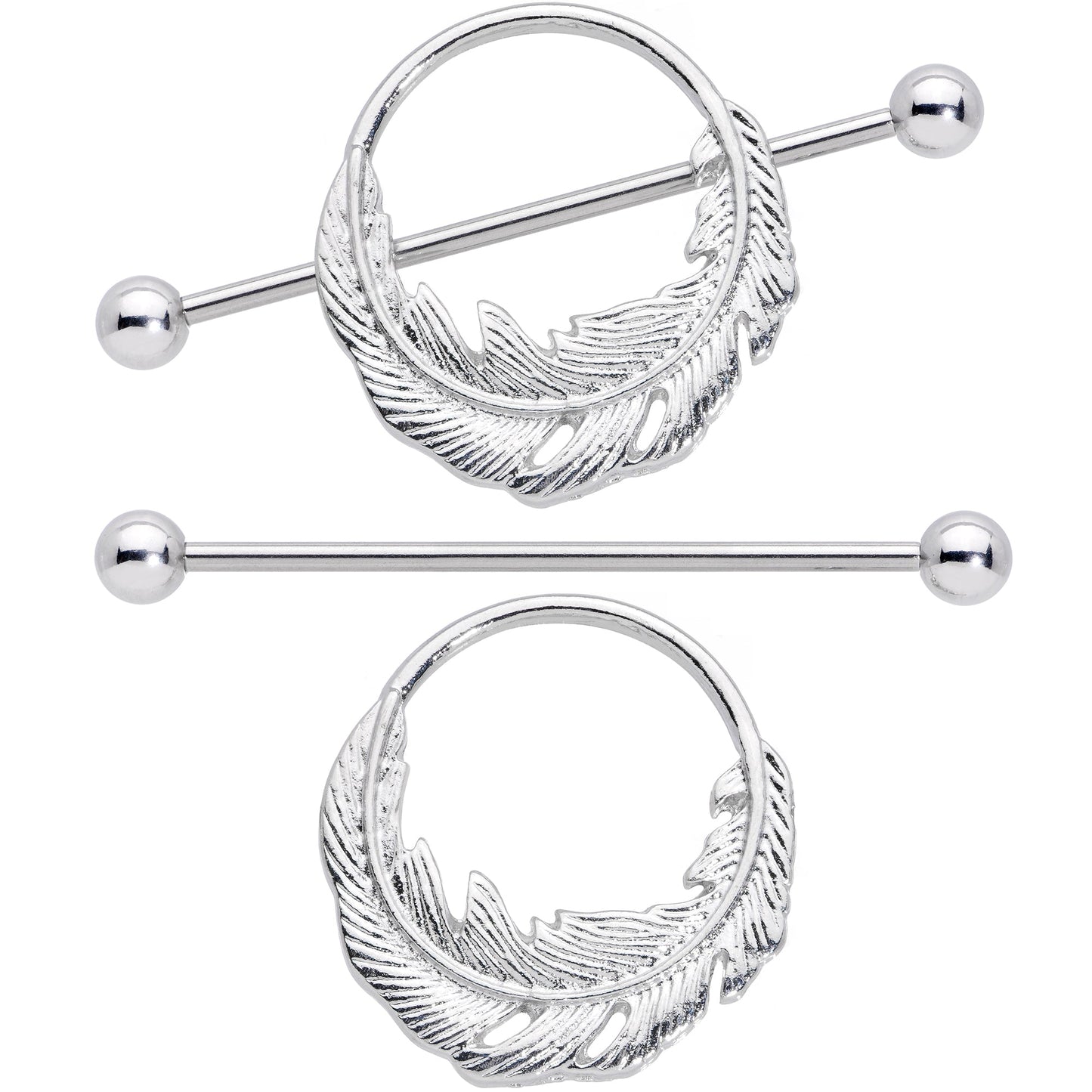 14 Gauge 3/4 Falling Feather Nipple Shield Set