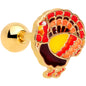 16 Gauge 1/4 Gold Tone Turkey Thanksgiving Cartilage Tragus Earring