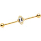 14 Gauge Clear Gem Gold Tone Regal Rectangle Industrial Barbell 38mm