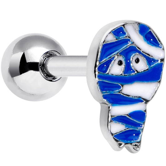 16 Gauge 1/4 Blue White Mummy Halloween Cartilage Tragus Earring