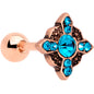 16 Gauge 1/4 Aqua Gem Rose Gold Tone Renaissance Cartilage Tragus