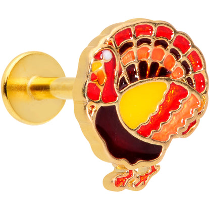 16 Gauge 5/16 Gold Tone Turkey Thanksgiving Labret Monroe Tragus