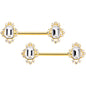 14 Gauge 9/16 Clear Gem Gold Tone Regal Rectangle Nipple Ring Set