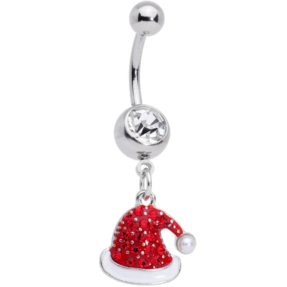 Red Green Gem Stocking Santa Cap Christmas Dangle Belly Ring Set of 3