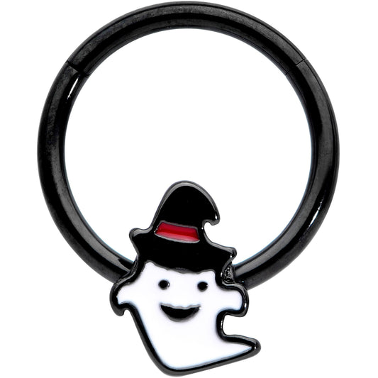 16 Gauge 3/8 Black Witchy Ghost Halloween Hinged Segment Ring