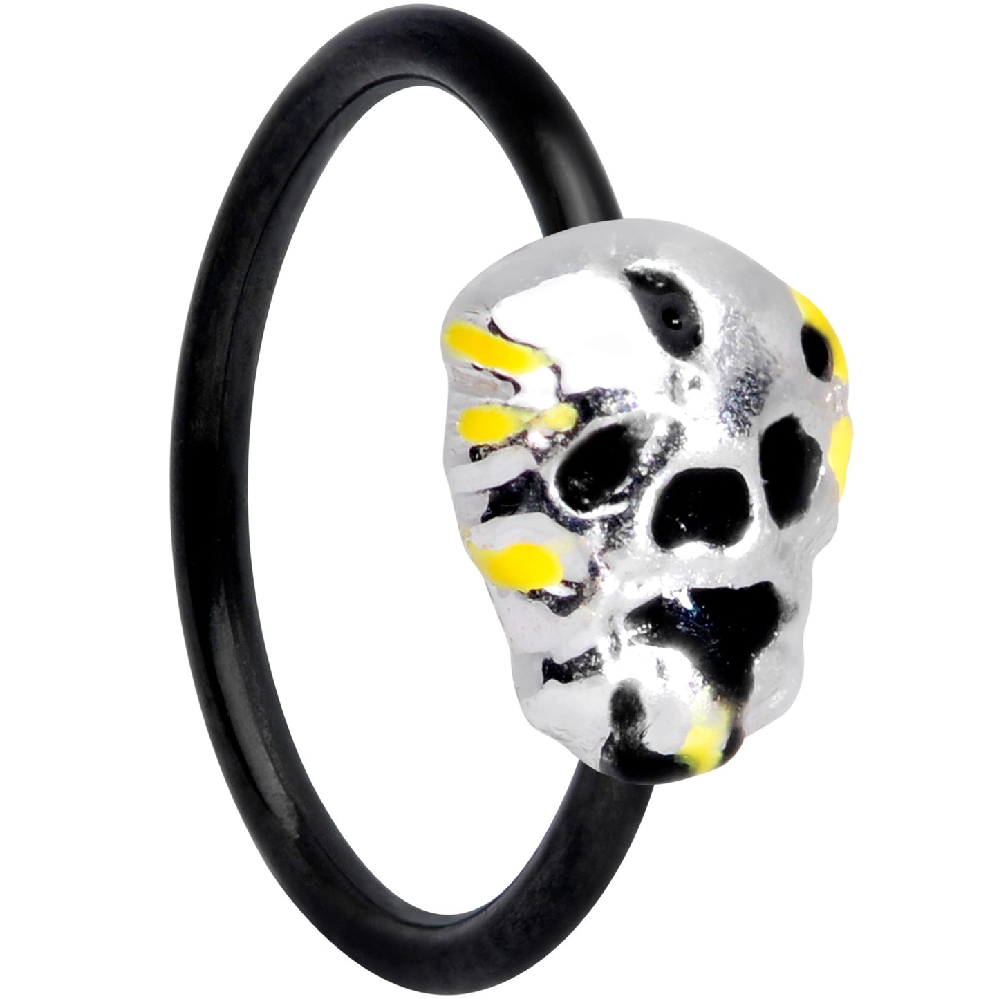 20 Gauge 5/16 Black Striped Skull Halloween Nose Hoop