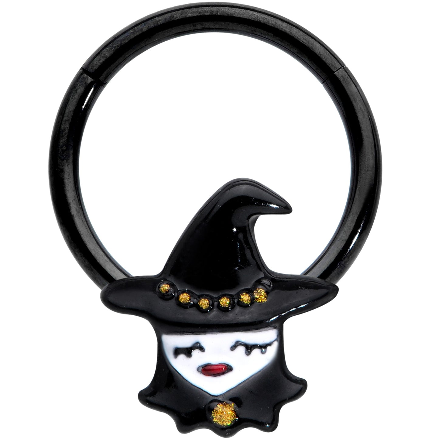 16 Gauge 3/8 Black Goth Witch Halloween Hinged Segment Ring