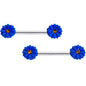 14 Gauge 9/16 Yellow Gem Blue Sunflower Barbell Nipple Ring Set