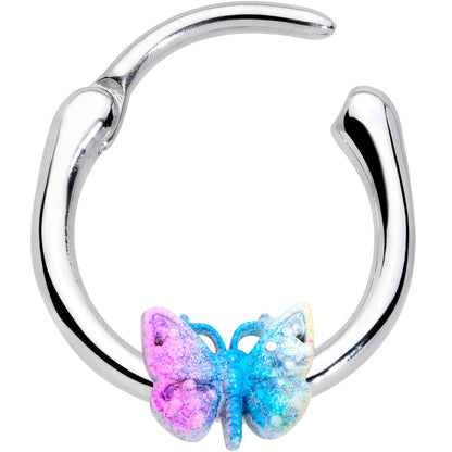 16 Gauge 3/8 Baroque Rainbow Butterfly Cartilage Clicker