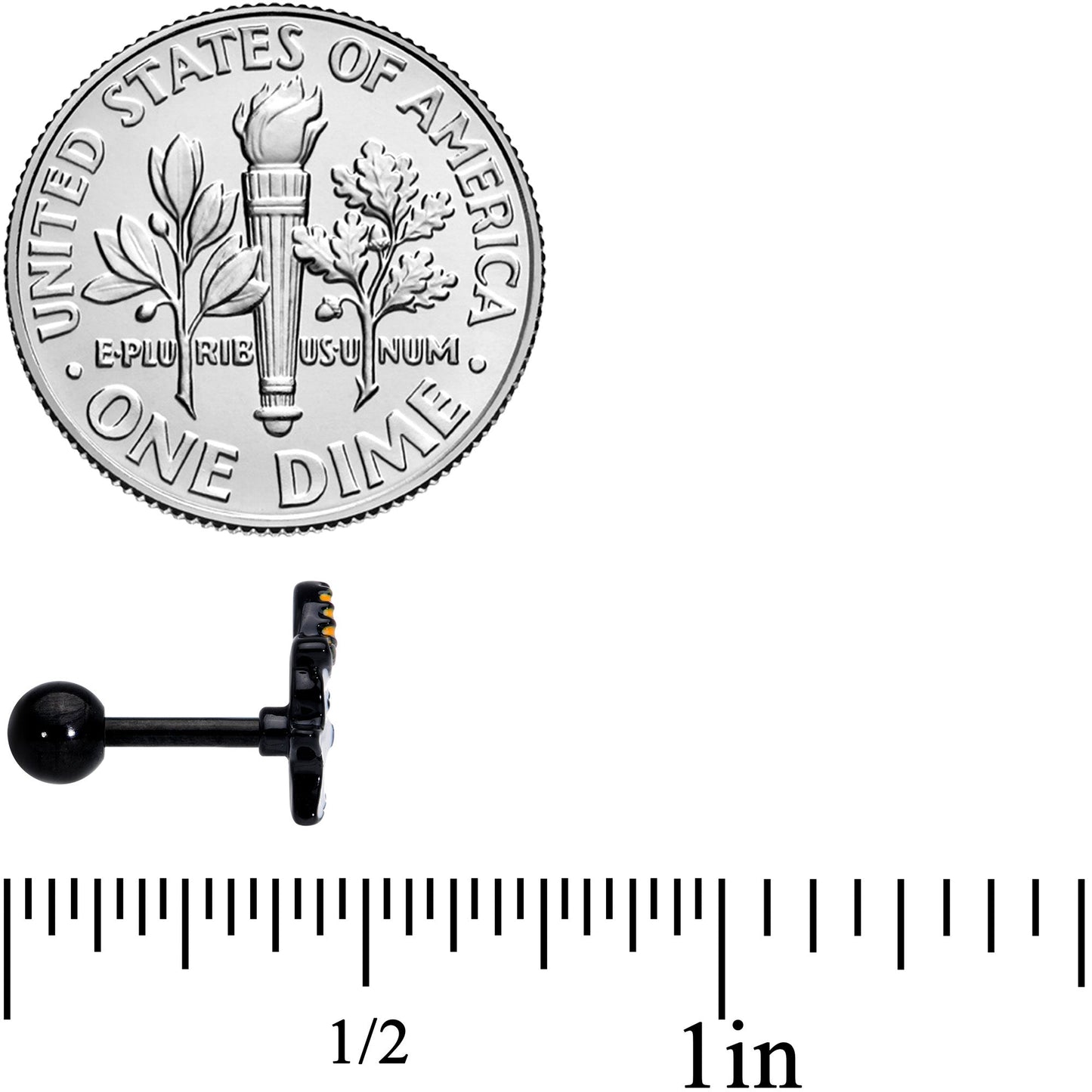 16 Gauge 1/4 Black Hat Sad Ghost Halloween Cartilage Tragus Set of 3