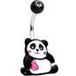 Clear Gem Panda Heart Belly Ring