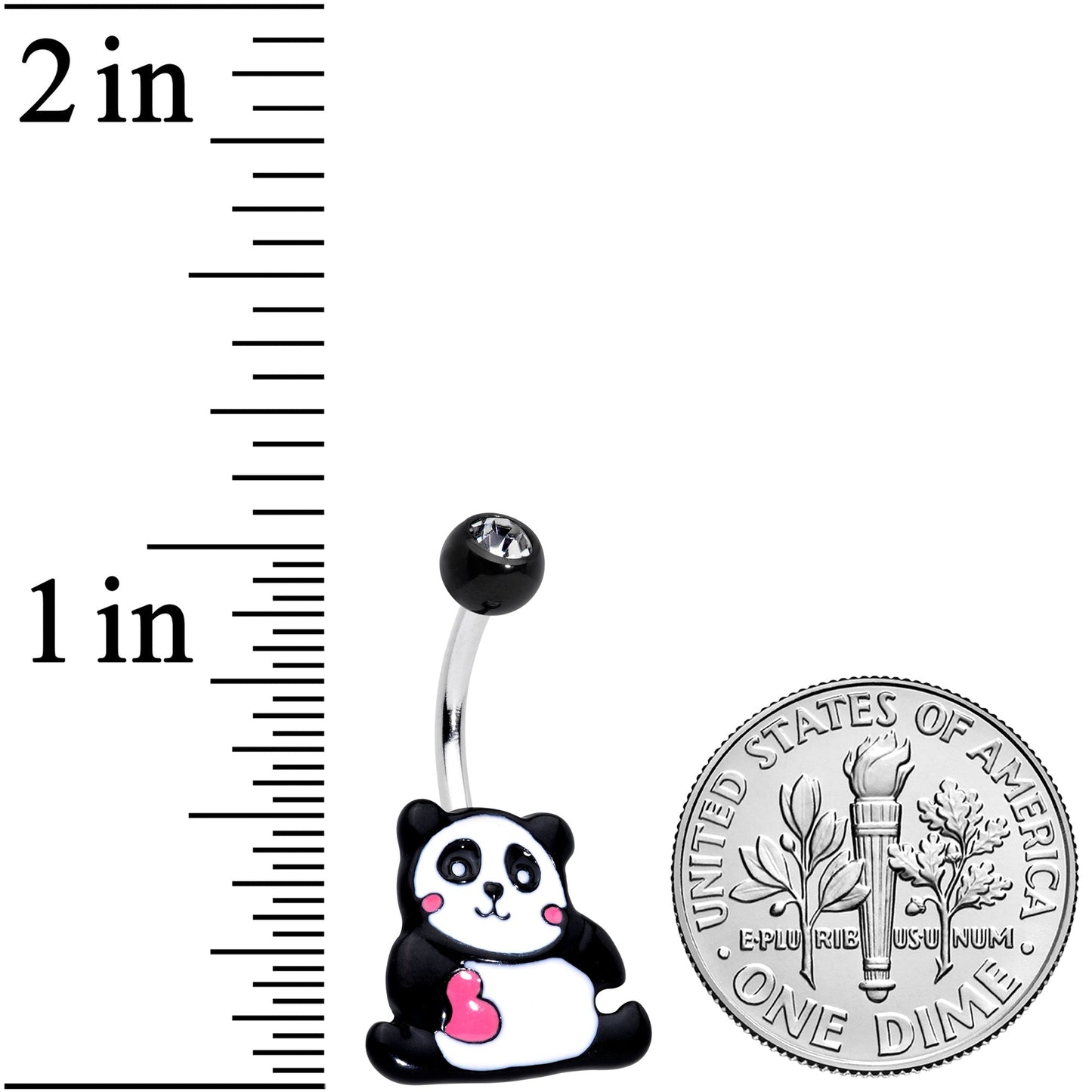 Clear Gem Panda Heart Belly Ring