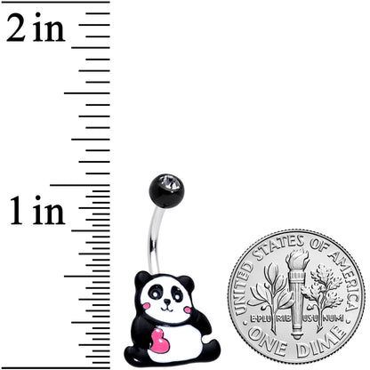 Clear Gem Panda Heart Belly Ring