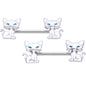 14 Gauge 9/16 Blue Eyed White Cat Barbell Nipple Ring Set