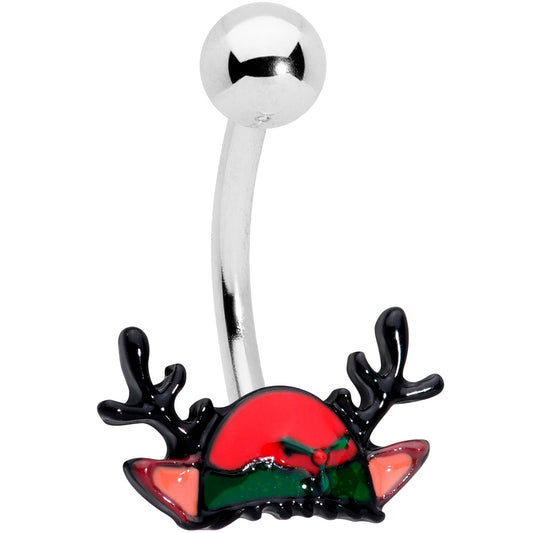 Red Reindeer Antler Hat Christmas Belly Ring