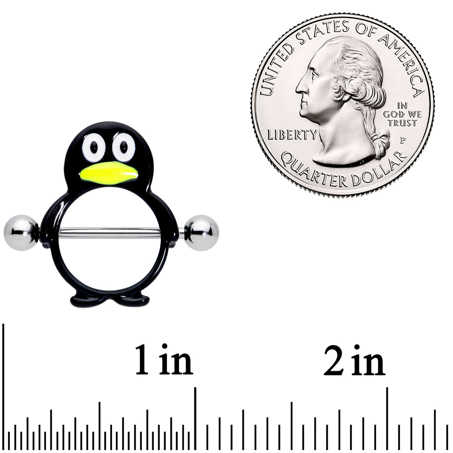 14 Gauge 9/16 Black White Penguins Nipple Shield Set