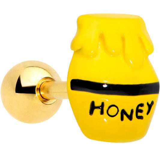 16 Gauge 1/4 Gold Tone Jar of Honey Cartilage Tragus Earring