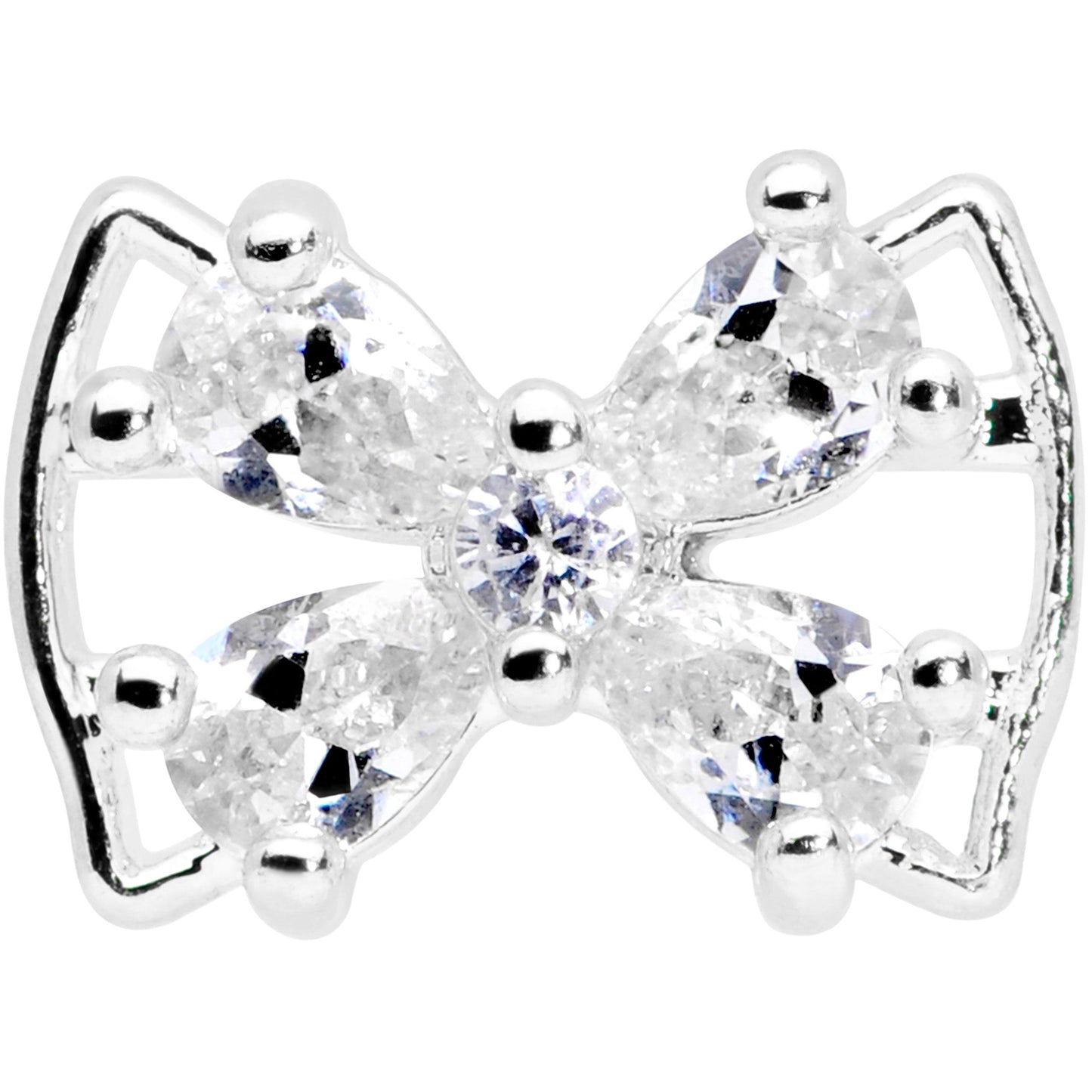 16 Gauge 1/4 Clear CZ Gem Beauty Bow Cartilage Tragus Earring
