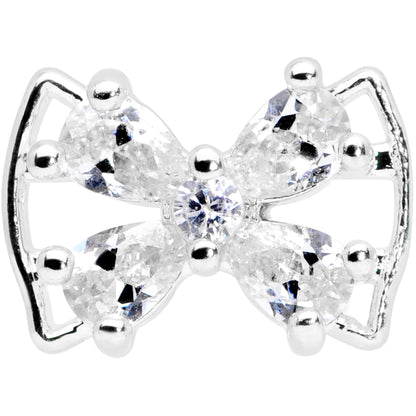 16 Gauge 1/4 Clear CZ Gem Beauty Bow Cartilage Tragus Earring