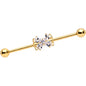 14 Gauge Clear CZ Gem Gold Tone Beauty Bow Industrial Barbell 38mm