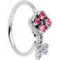 20 Gauge 5/16 Pink Gem Open Key Nose Hoop