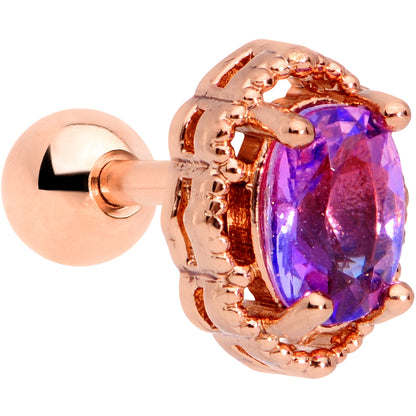 16 Gauge 1/4 Purple Tourmaline Rose Gold Tone Cartilage Tragus Earring