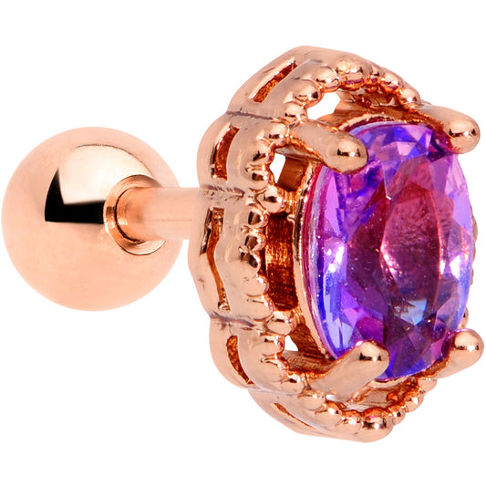 16 Gauge 1/4 Purple Tourmaline Rose Gold Tone Cartilage Tragus Earring