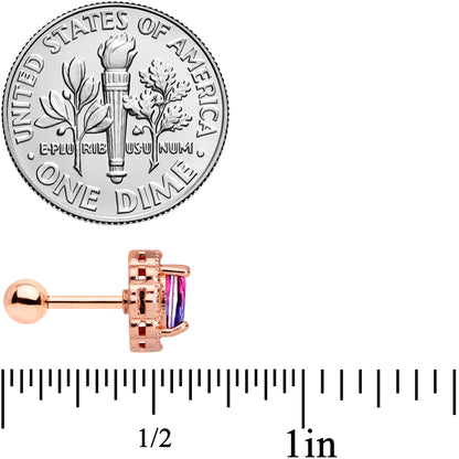 16 Gauge 1/4 Purple Tourmaline Rose Gold Tone Cartilage Tragus Earring