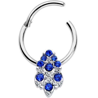 16 Gauge 3/8 Blue CZ Gem Chandelier Hinged Segment Ring